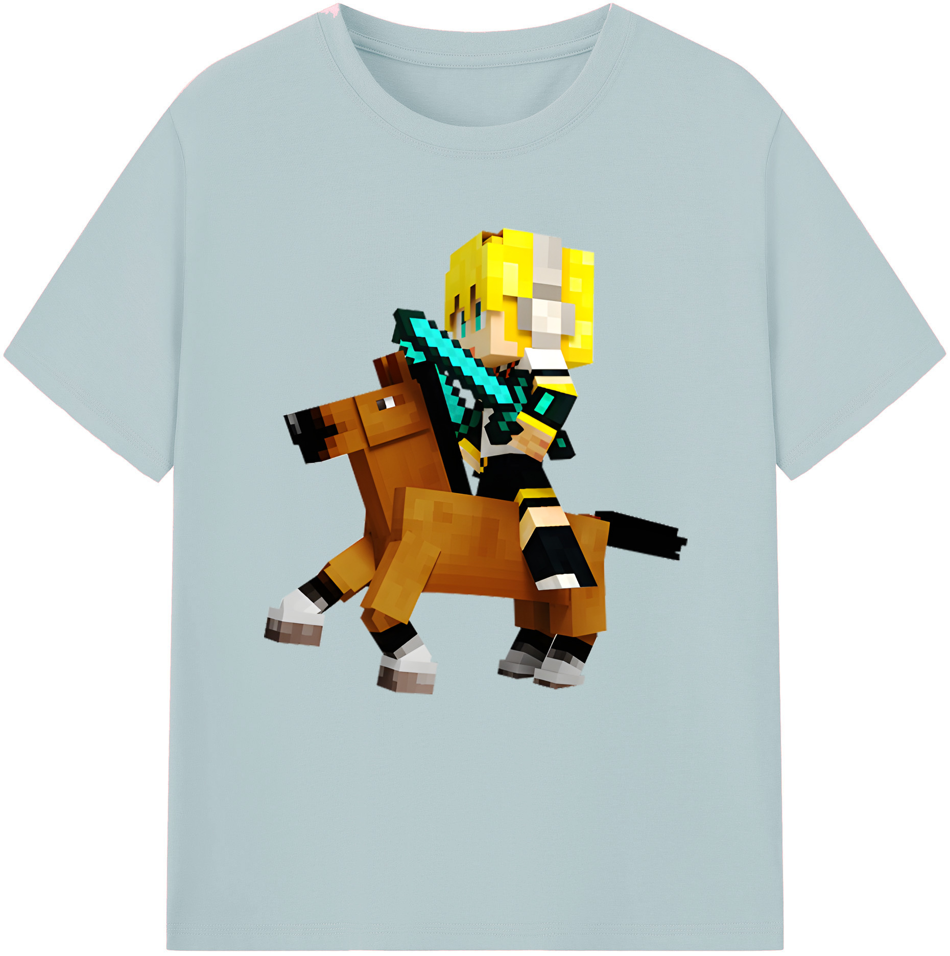（画像用） マインクラフト ブロックの世界 Minecraft MC Block world 綿100％半袖Tシャツ（フロントプリント）